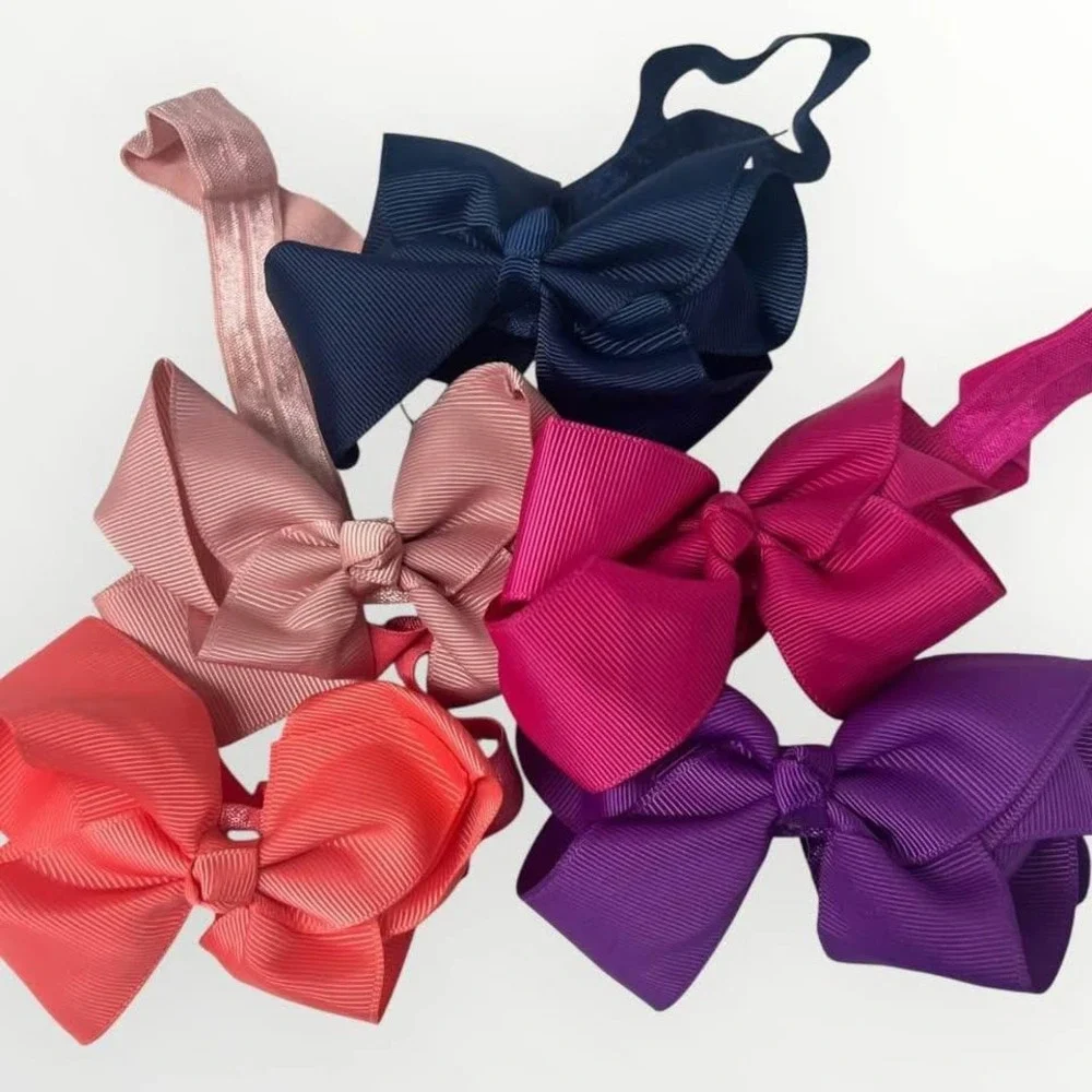 Baby Girl Bow Headbands Excellent Condition Pink Purple Brown Tan Orange‎ & More